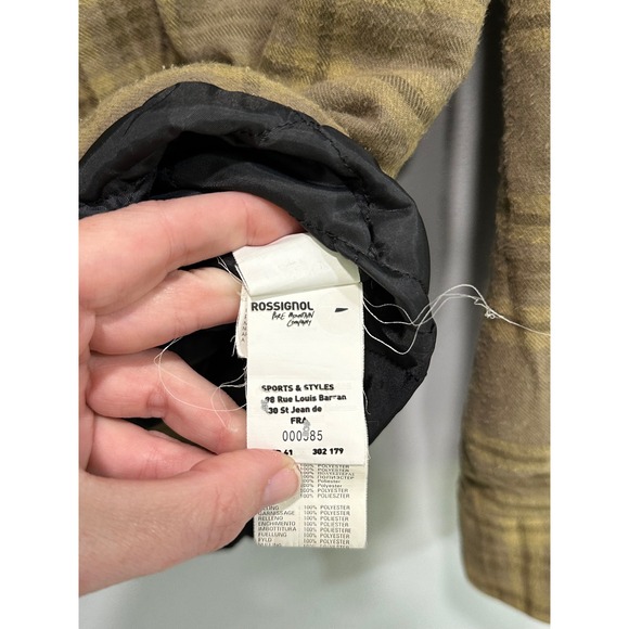 Rossignol Mens Plaid Flannel Shirt Jacket Quilted Lined Brown Olive Green Medium - Picture 5 of 7